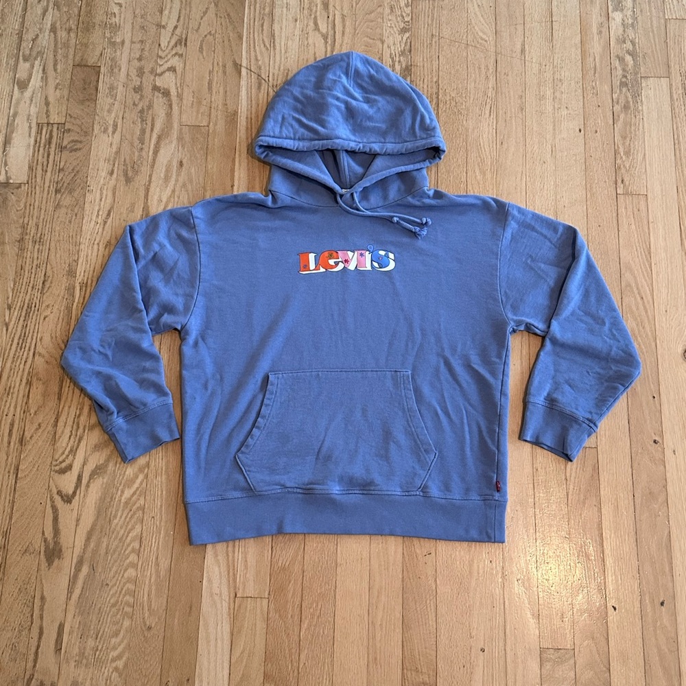 Levi’s Floral Logo Periwinkle Blue Hoodie Women’s